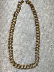 Vintage Miriam Haskell Russian Gold Tone Double Link Necklace Signed