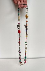 Handcrafted Boho Fun Chunky Glass Beads Charms Long Necklace New NWOT 34″ Fish