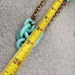 Vintage Necklace Earring Jewelry Set Acrylic Aqua Links gold Tone Chain