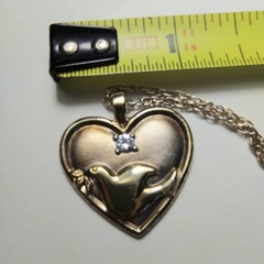 Vtg GORHAM STERLING Heart Pendant Peace Dove IOB COA Serenity Prayer EUC 🙏