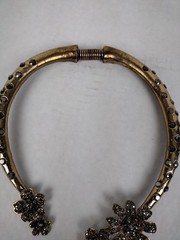 Vintage Smoky Gray Rhinestone Open Flower Choker 5 Dangle Necklace Gorgeous