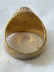 Vintage US Army MP Police Ring Size 6.5 With Simulated Emerald