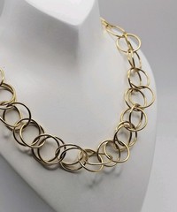 Sterling Silver Vintage Interlocking Round Link Statement Necklace 20″