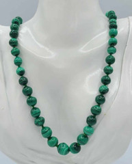 Vintage Malachite Gemstone Necklace 20.5” Long with Clasp