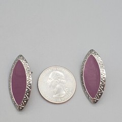 Purple Enamel Earrings Silver Tone Pierced Ear Post Back Lightweight
