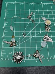 Vintage 17” Flower Crystal Rhinestones Brown & Yellow Beaded Chain Necklace