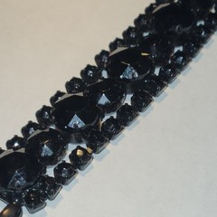Vintage MCM Weiss Jet Black Rhinestone 7.5″ Bracelet – Statement Stunning