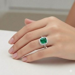 Vintage Platinum Engagement Ring 5.30CT. Gem Natural Green Emerald Square Shape