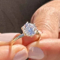 Pure 10K Yellow Gold FN Round Cut 1.30CT White Moissanite Women’s Wedding Ring