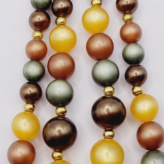 Autumn Colors Moonglow Lucite Bead Graduated Double Strand Vintage MCM Necklace