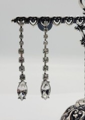 Monet Chandelier Crystal Silver Tone Pierced Earring Dangle Vintage 2.25 in