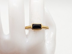 $250 Signed ANNA BECK 14k Yellow Gold Sterling Silver Black Onyx Ring