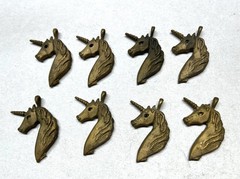 8 pcs. Raw Brass Stamping Finding-Small Unicorn Head charm shape