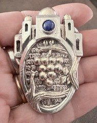 Sterling Silver Frank Meisler Lapis Architectural Jerusalem Pendant/Brooch
