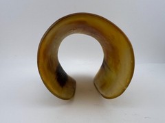 Vintage 1970s Horn CUFF Bracelet Wide Artisan Carved Made in Africa BOHO Hippie