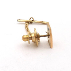 Vintage GE General Electric Solid 10k Gold Emerald Service Award Pin Tie Tac