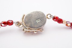 Vintage Sterling Silver 925 Garnet Beaded Necklace 17.75″