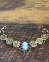 Vintage Victorian Revival Blue Cameo Medallion Bracelet