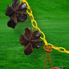Vintage Carved Wood Leaf & Cherry Necklace with Apple Juice Celluloid Chain