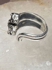 Cat ring size 5.50 cats kitten band sterling silver sterling women girls