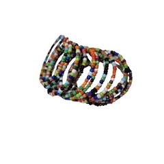 Vintage Seed Bead Stretch Bracelet Stack Boho Festival Layered Size 6.5