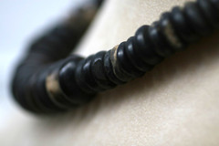 Vintage Natural Buffalo Horn Beaded Necklace 25-14mm 17.5″ L1