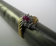 GOLD PLATED STERLING SILVER RING RUBY CZ CUBIC ZIRCONIA CLUSTER RING US Size7