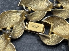 Napier 80s Signed Gold Tone Ribbed Link Necklace Vintage 17” Runway