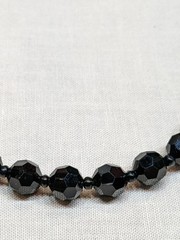 Vintage Black Glass Bead Necklace Classic Retro Gothic Emo Long ~24″