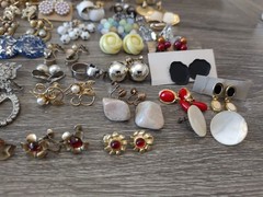 Estate Mixed Lot Costume Jewelry Earrings 77pr Clip On Screwback