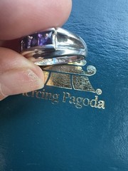 Vintage 1980s 1990s Sterling Silver Purple 5 Stone Cocktail Ring Size 7