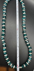Vintage Emerald Green Faceted Crystal Glass Bead Necklace Rhinestone Spacers 8″