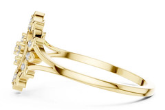10K Yellow Gold FN With 0.20TCW Round Cut White Moissanite Sunburst Floral Ring