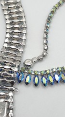 VTG B. David Blue Green Aurora Borealis Rhinestone Choker Necklace & Bracelet