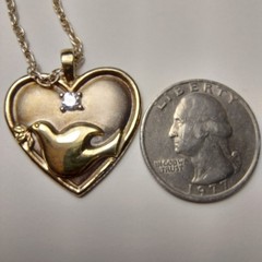 Vtg GORHAM STERLING Heart Pendant Peace Dove IOB COA Serenity Prayer EUC 🙏