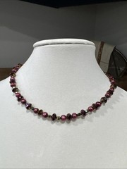 Vintage Beaded Necklace Purple Plum Crystal Faux Pearl Choker Art Deco