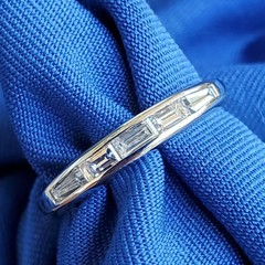 Original EARTH MINED DIAMOND slim Wedding BAND Antique PLATINUM Stacking RING