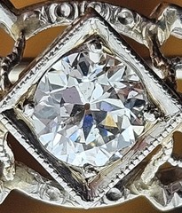 Art Deco Platinum & Gold Mixed .40ct Diamond Solitaire Brooch Bar Pin SI2 F/G