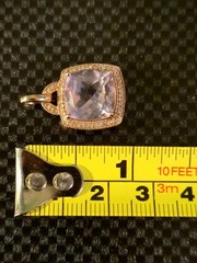VINTAGE ROSE GOLD TONED 925 & CHAMPAGNE COLORED DIAMOND PENDANT 3.6G