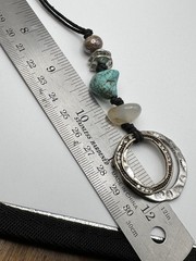 Bohemian Black Nylon Strung Necklace With Mixed Metals And Stone