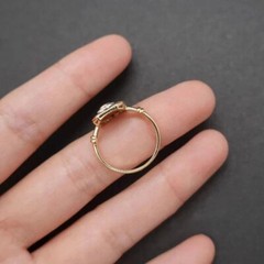 Vintage Art Deco Oval Sapphire & Lab Created Diamond Engagement 14K Gold FN Ring
