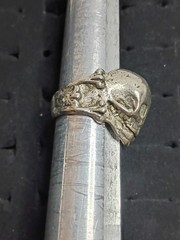 Vintage Skull Bones Ring Size 11.75 Biker Goth 70 80s Costume Bold Big Statement