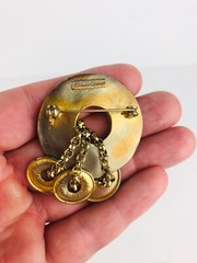 Vintage Casual Corner Brooch Dress Pin Tribal Dangle Bohemian Art Circle *Lc7