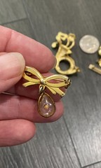 10 Vintage Gold-Tone Brooch Pins-Vail Ski-Napier ? Mark-Mustard Seed Bow-& More