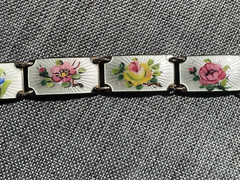 1970’s OPRO Norway 925 Sterling Guilloche Vermeil Panel Bracelet 7.5 long