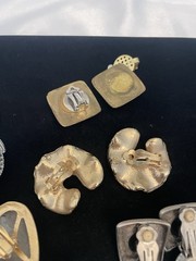 VTG Clip Earrings Lot STATEMENT RUNWAY STYLE Mosaic Geometric Dangle MORE *Read*