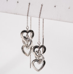 5.3g Joseph Esposito Lovecore Triple Heart Threader Earrings Sterling 925 Mexico