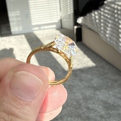 Art Deco Style 3.5Ct Asscher Cut Lab Created Diamond 14K Gold FN Engagement Ring