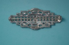 Art Deco Beauty Pot Metal Domed Pave Brooch/Pin 2.9″
