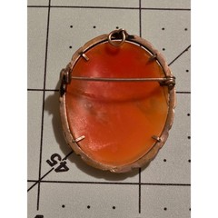 Vintage 800 Silver Carnelian Shell Cameo Brooch Pendant Marcasite Scalloped